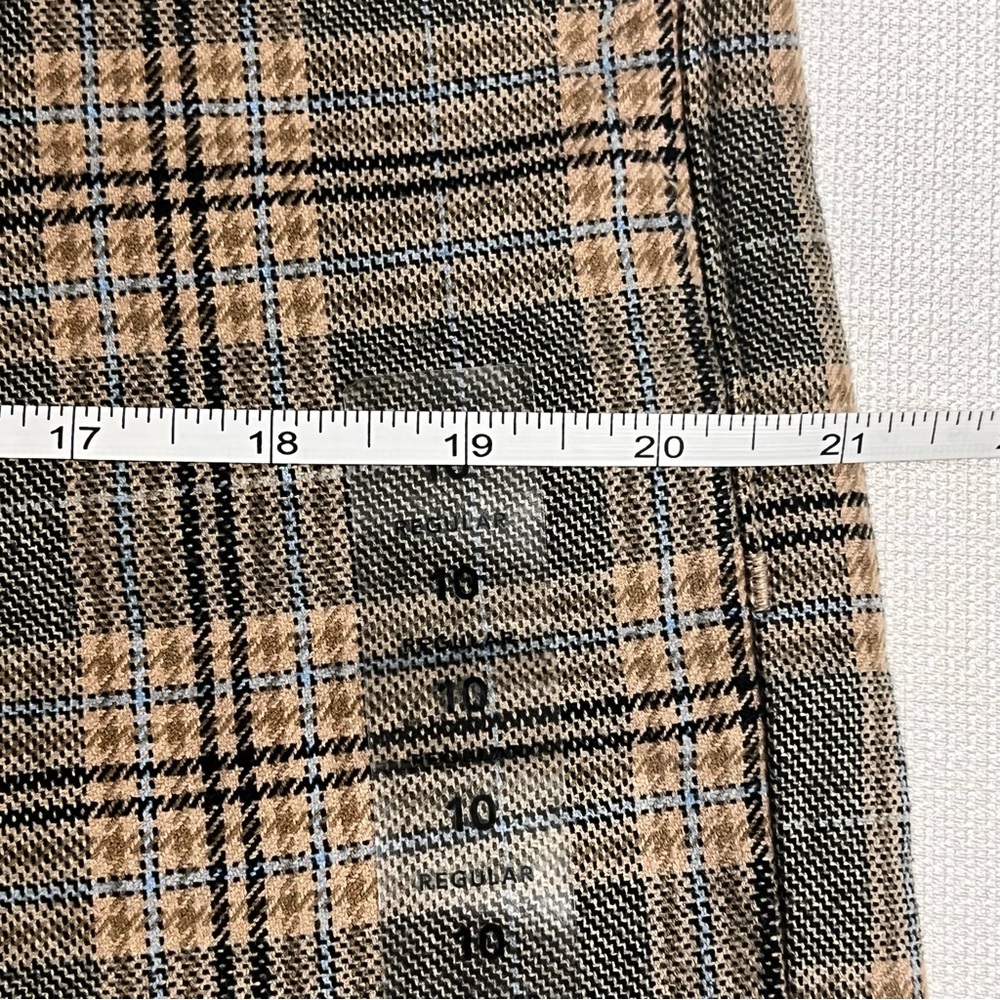 American Eagle Super High-Rise Wide-Leg Plaid Brown /Grey Trouser Pants NWT 10 - Picture 13 of 16